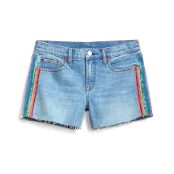GAP Pride Rainbow Embroidered 3” Denim Shorts 27 New - Picture 1 of 15